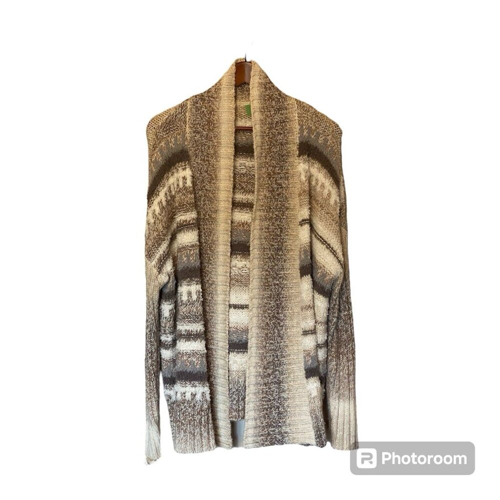 Bass Cream Tan Beige Blended Sweater Wrap Shall Women's Size L Long Sleeve